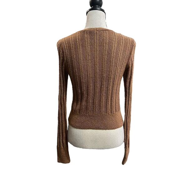 VTG Y2K Abercrombie & Fitch Light Brown Button Up Long Sleeve Cardigan XS - Picture 6 of 8